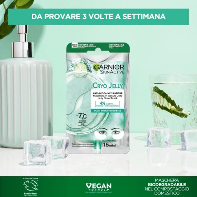 Detalle de Masque yeux en tissu HYALURONIC CRYOJELLY anti-fatigue (5 gr)