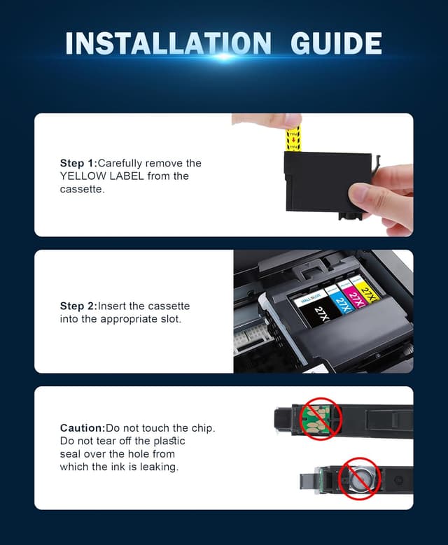 Detalle 2 de HALLOLUX 27XL Multipack kompatible Druckerpatronen für Epson Workforce (8er-Pack) – passend für WF-3620/7720