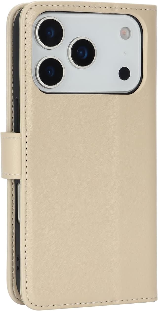 Detalle de Zouzt iPhone 17 Pro Wallet Case with Kickstand, Card Slots & Magnetic Closure (Beige)