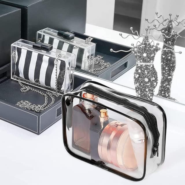 Detalle de TESIN 12 Pack Clear Cosmetics Bags (PVC, zippered) – waterproof clear toiletry & organiser pouches