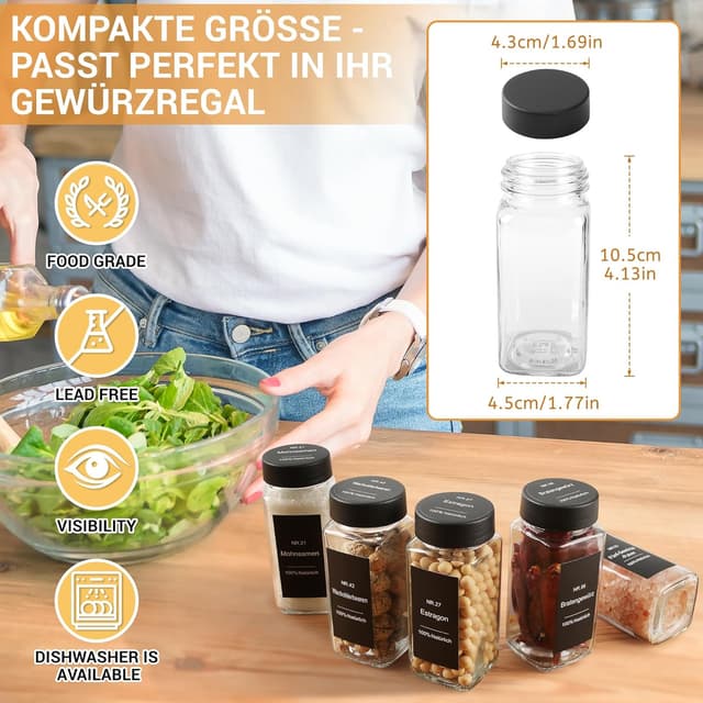 Detalle de Gewürzgläser Eckig Set 24er, 120 ml