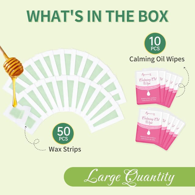 Detalle de Beauty7 Bandes de cire froide pour sourcils (peaux normales) : 50 bandes + 10 lingettes apaisantes