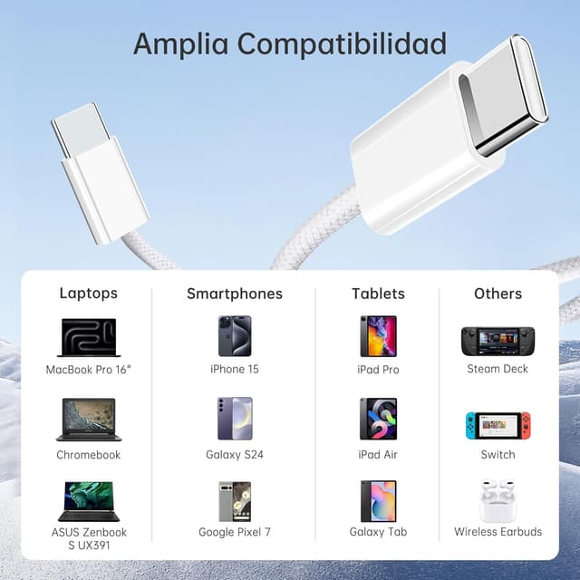 Thumbnail 2 de YISH Cable USB-C a USB-C 60W PD