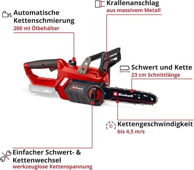 Thumbnail 2 de Einhell GE-LC 18/25 Akku-Kettensäge 23 cm