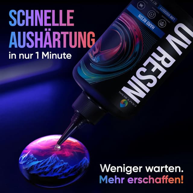 Detalle de Craft Resin UV-Harz klar (harte Variante) – niedrigviskos 500 g Set für DIY, Schmuck und Formen
