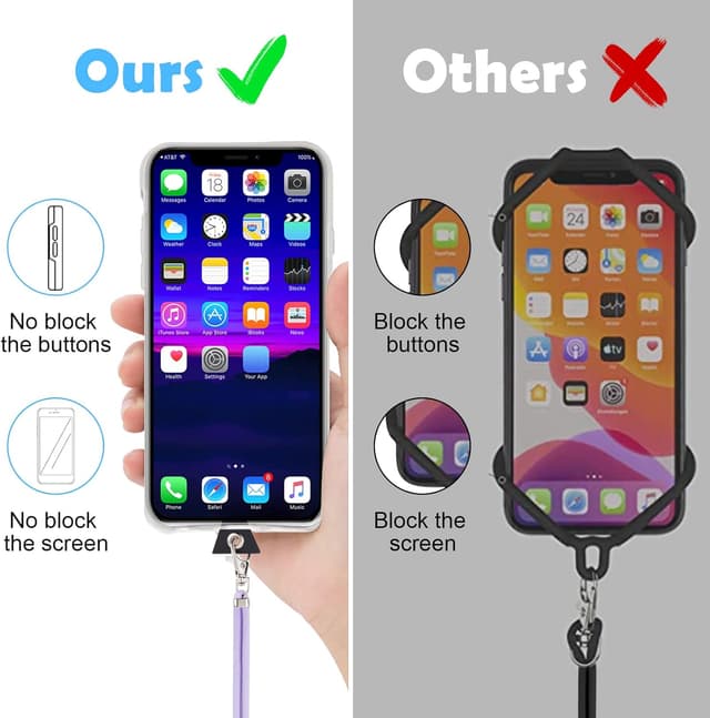 Detalle 2 de Vicloon Cordino per cellulare regolabile con tracolla, 2 pezzi: pratico e universale per fissare telefono e accessori