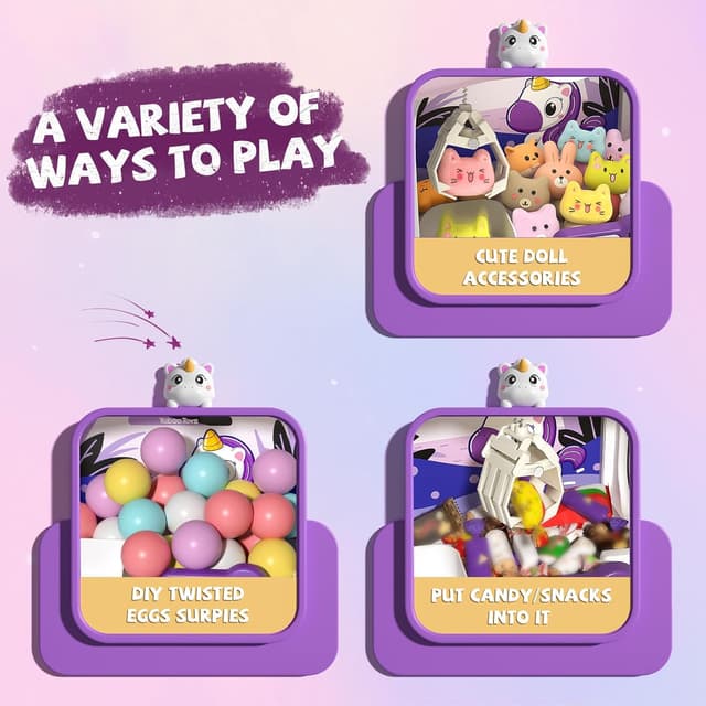 Detalle de Large Claw Machine for Kids Unicorns — Electronic Vending-Style Prize Dispenser Toy