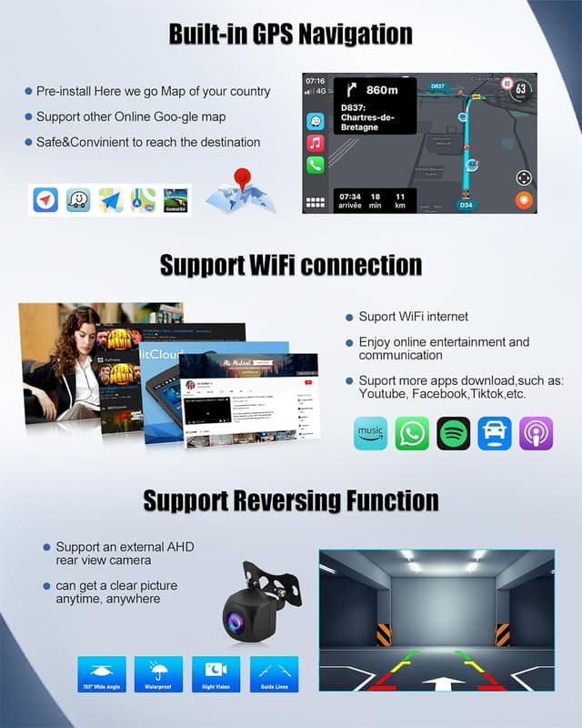 Thumbnail 6 de SIXWIN 2+64G Autoradio Android 13 9 Pollici