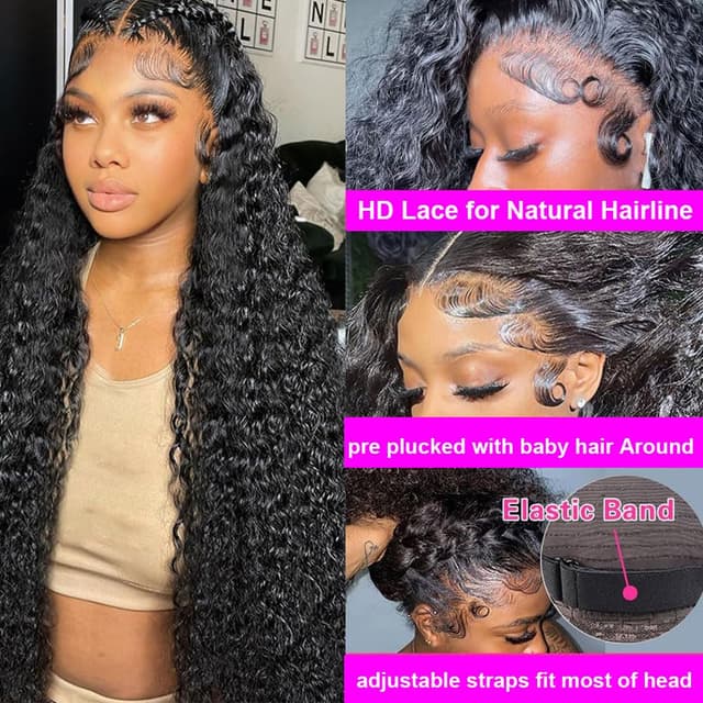 Detalle de Rozilo Aomllute 30" Deep Wave Lace Front Wig 💇♀
