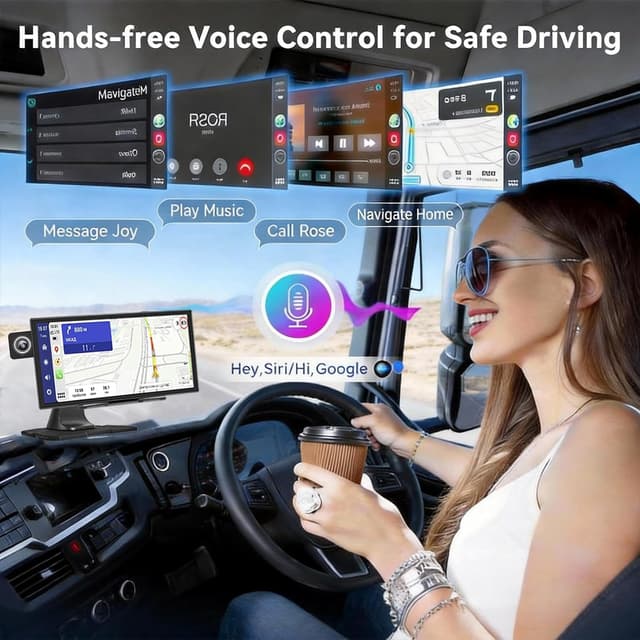 Detalle de 11.26-inch Wireless Apple CarPlay & Android Auto Screen with 4K Dash Cam, 1080P Backup Camera, GPS, and Mirror Link (Includes 64GB U3 card)