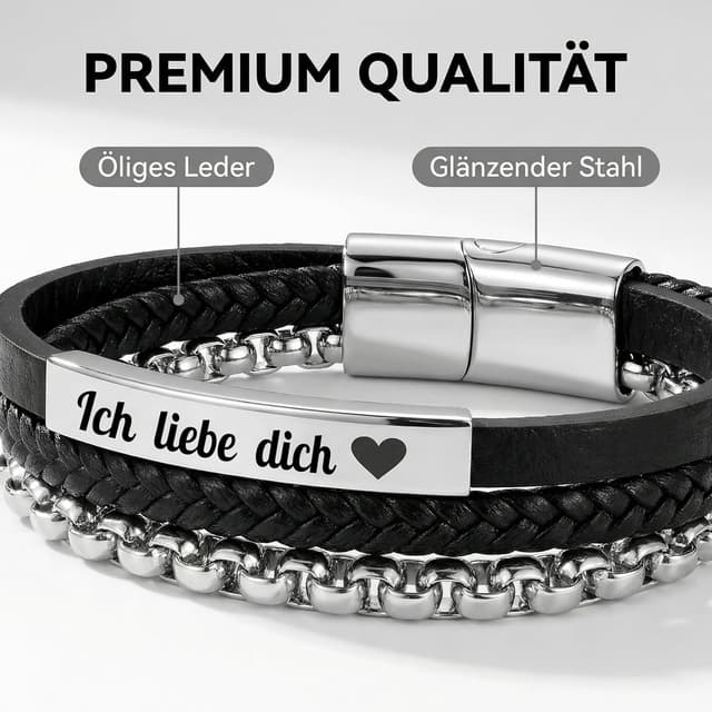 Detalle 2 de Gkmamrg Herren Lederarmband für Ehemann & Freund – Unendlichkeitsknoten „Ich liebe dich“