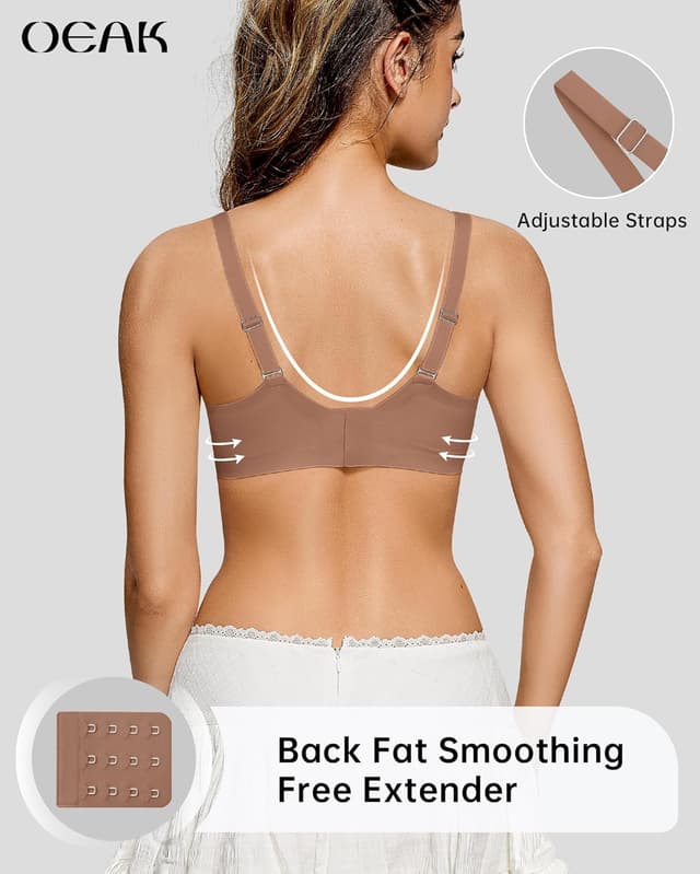 Detalle de OEAK Womens Wireless Scalloped Push-Up Bra 🩲