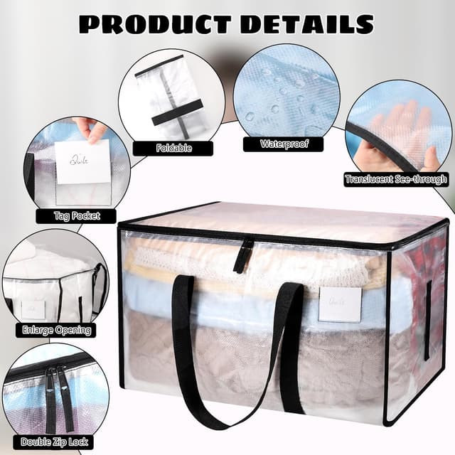 Thumbnail 2 de Dntorx 4 Pack 90L Clothes Storage Bags
