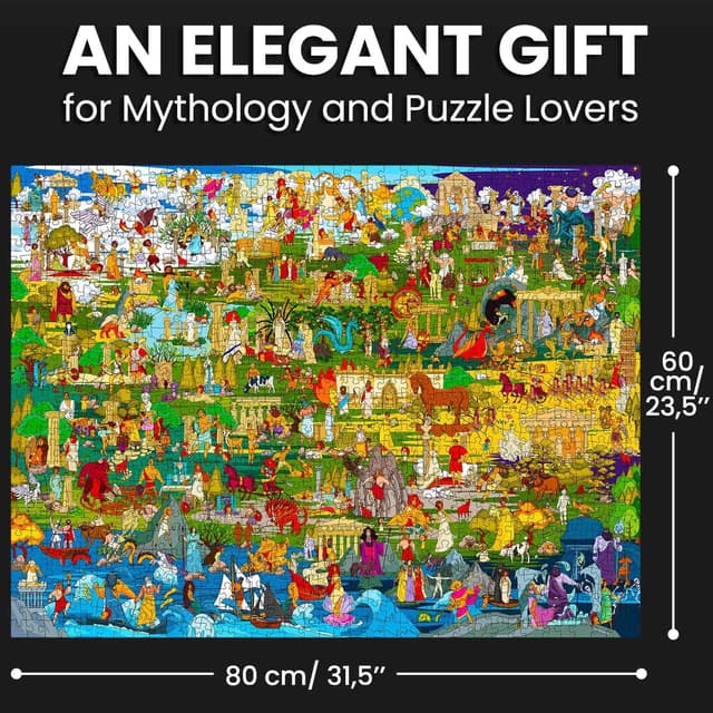 Detalle de QUOKKA 1000-Piece Greek Gods Jigsaw Puzzle for Adults with Audio Story and Hidden Secrets