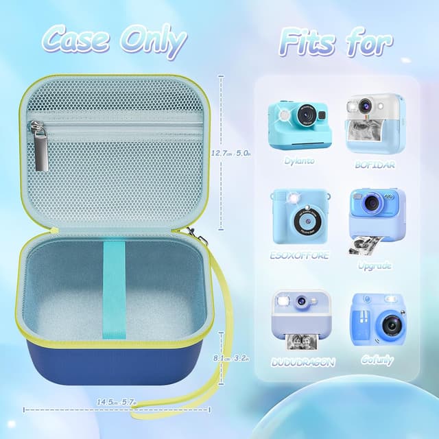 Detalle de ProCase Kid Instant Print Camera Case (Box Only) – Blue, portable hard storage for instant cameras and photo paper