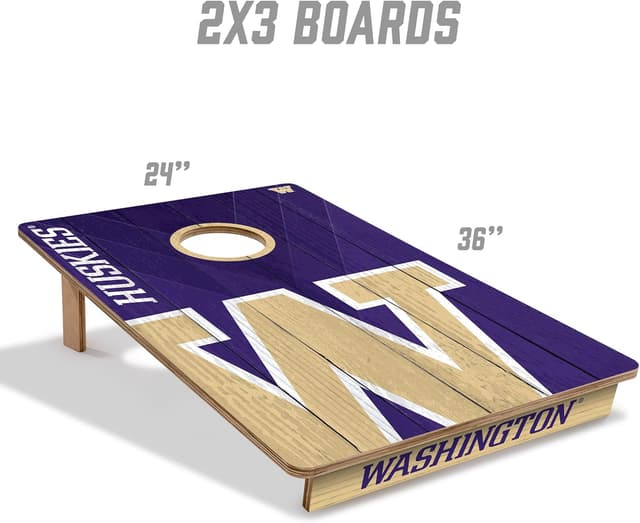 Detalle de YouTheFan NCAA 2’ x 3’ Wood Cornhole Game with Logo Bags