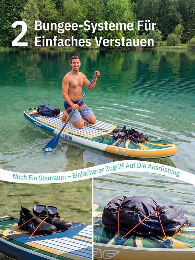 Detalle 2 de niphean (Extra Groß) Stand Up Paddling Board für 2+1 Personen, SUP für Anfänger mit StabilTrac, wasserdichte Handyhülle
