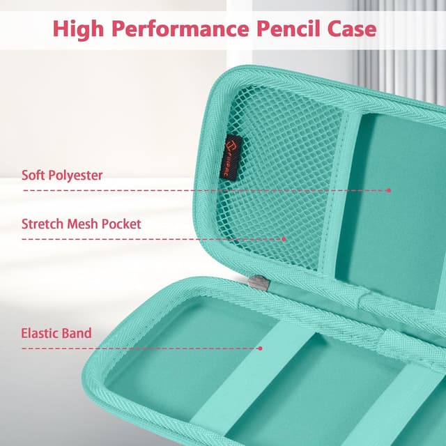 Detalle de FINPAC Federmäppchen aus hartem EVA (Glitzerndes Blau) – Stiftetasche für Büro, Schule & unterwegs