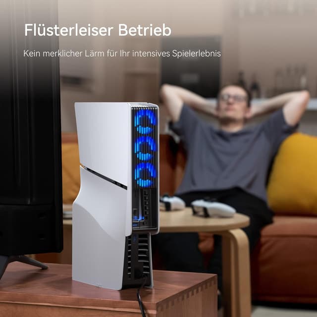 Thumbnail 6 de KIWIHOME PS5 Slim Lüfter mit automatischer Geschwindigkeit, LED und USB 3.0-Hub für Disc- & Digital-Edition