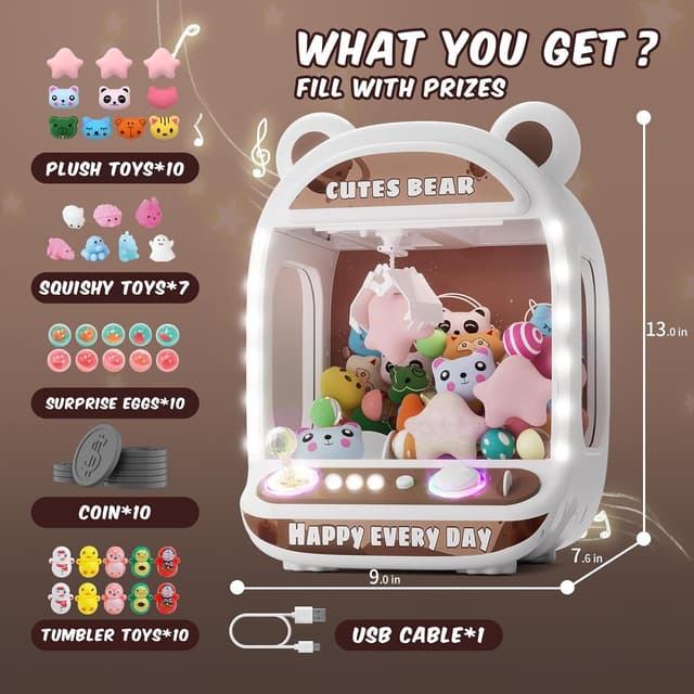 Detalle 2 de Skirfy Claws Machines for Kids Unicorn Mini Claw Game (with sound effects, mute button, squishy prizes)