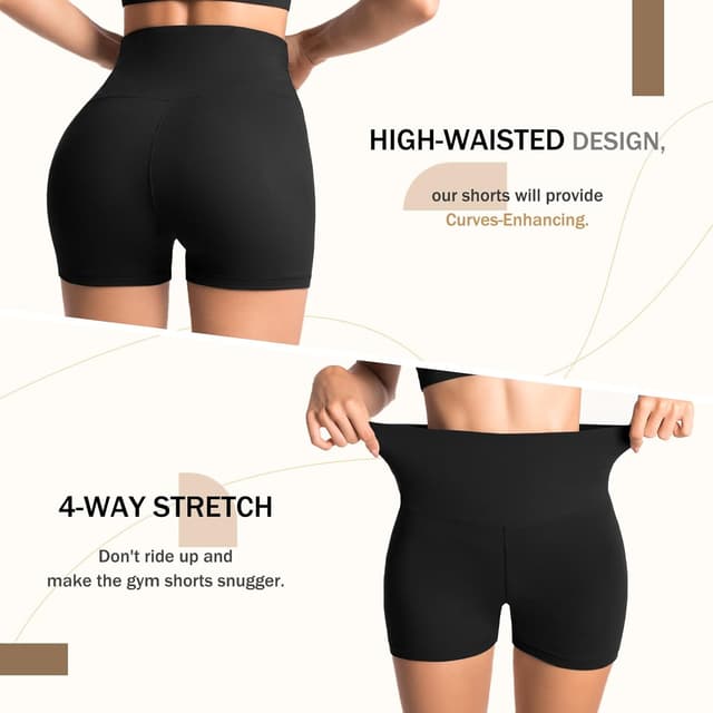 Detalle 2 de Sanpetix Women’s Gym Shorts (Black) – cycling shorts for workouts, running, yoga & biker training