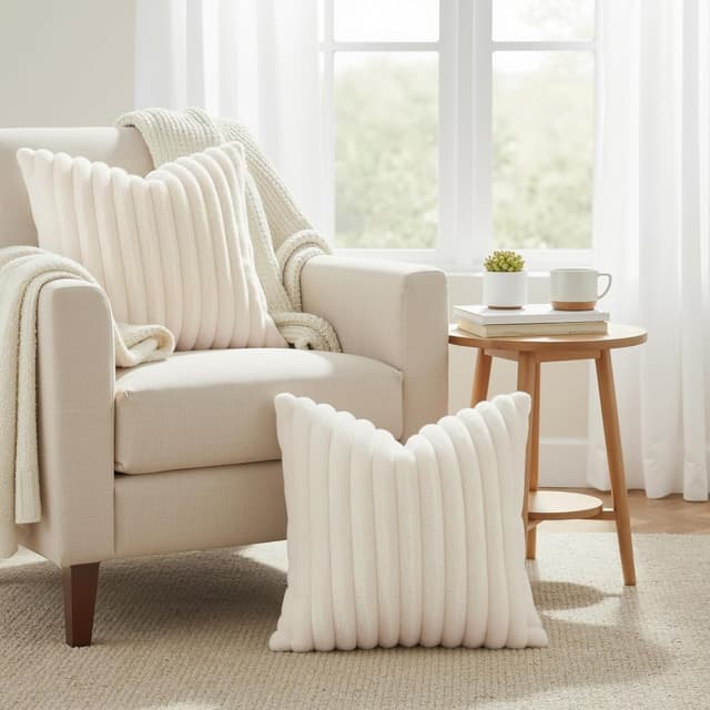 Detalle 2 de decorUhome Faux Fur Spring Throw Pillow Covers 18x18 set