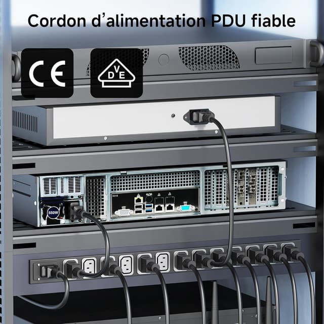Detalle 2 de Cable Matters lot de 2 câbles de rallonge électrique PDU IEC C13 vers C14 – 2 m