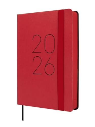 Detalle de Finocam Agenda 2026 1 día/página, Tapa blanda roja 📓