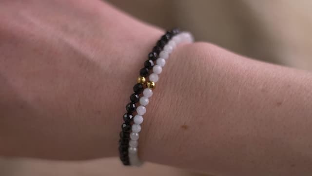 Detalle de BERGERLIN Echtes Naturstein Perlenarmband mit Aquamarin & 925 Sterling Silberperle (geprüft in Deutschland)