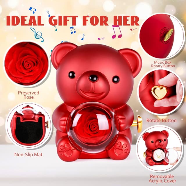 Thumbnail 5 de goldmiky Ours Rose Éternelle Coffret cadeau 🌹