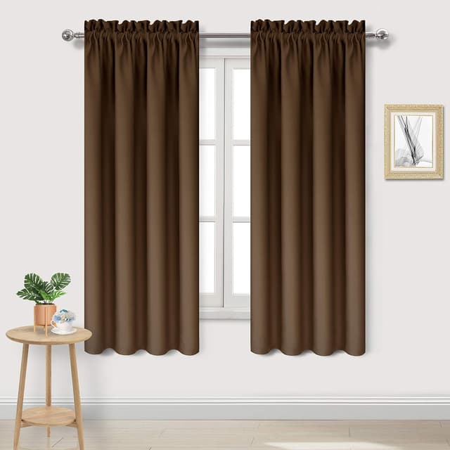 Detalle de DWCN Brown Room Darkening Blackout Curtains (42x72 inch), Set of 2