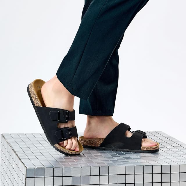 Detalle de JOMIX ciabatte da uomo Estate con fibbia regolabile, sughero traspirante e suola antiscivolo MCX250058