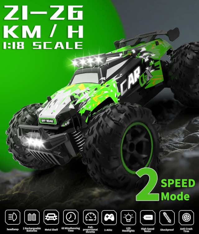 Detalle de Carox ferngesteuertes Auto (2,4 GHz, 26 km/h) 1:18 Offroad-Monstertruck mit LED-Beleuchtung