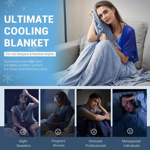 Detalle de Elegear Revolutionary Cooling Blanket Twin (Arc-Chill 3.0, Q-Max > 0.5) for Hot Sleepers, Blue