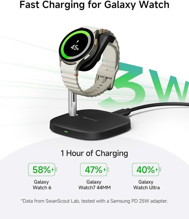 Detalle de SwanScout 505S Black Charging Stand for Samsung Galaxy Watch models