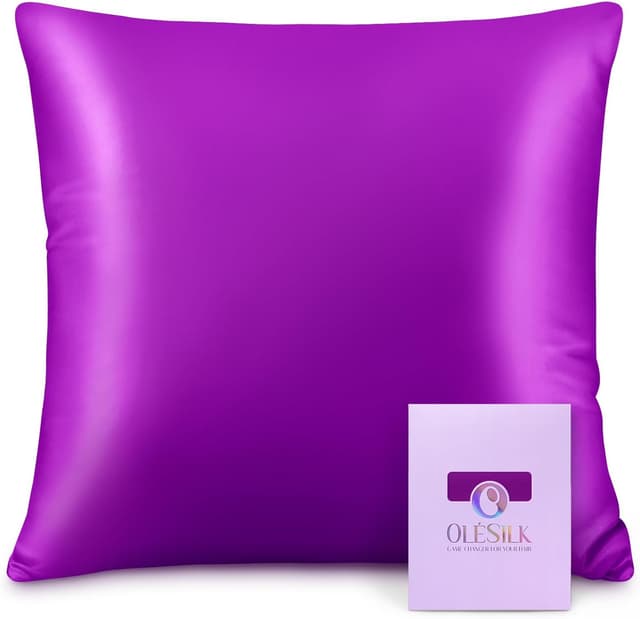 Detalle de OLESILK Seide-Kissenbezug (16 Momme, 40x40 cm) mit Reißverschluss – violett