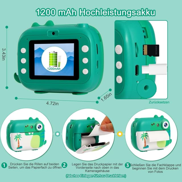 Thumbnail 6 de ARNSSIEN Sofortbildkamera Kinder (M3) mit HD-Video, 2,4-Zoll-Display und 32-GB-Karte