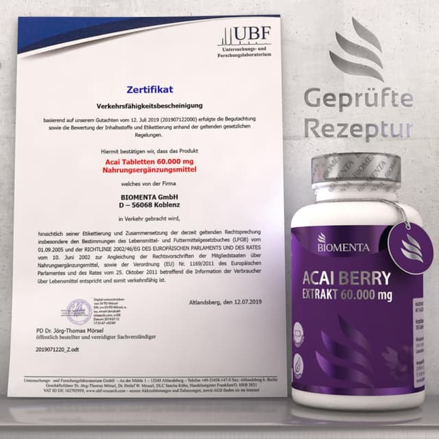 Thumbnail 4 de BIOMENTA Acai Beeren 60.000 mg Tabletten đ