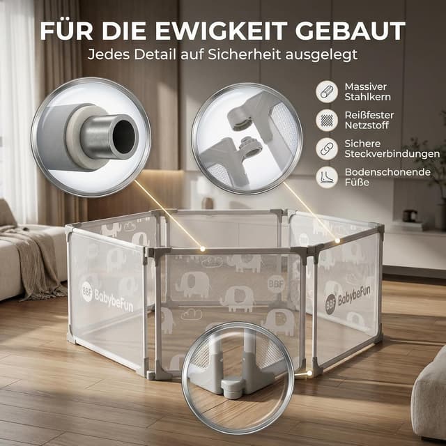 Thumbnail 5 de BabybeFun Laufstall Baby – 6-teilig & erweiterbar