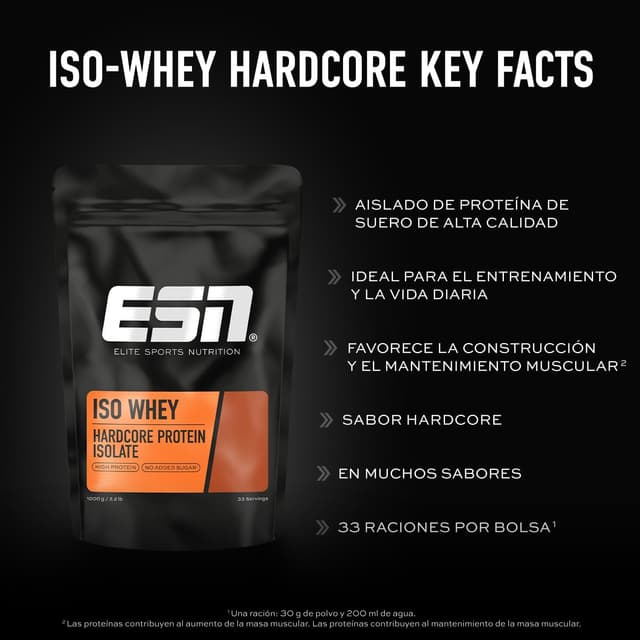 Thumbnail 2 de ESN IsoWhey Hardcore Protein Powder 1 kg — 26 g proteína por porción 💊
