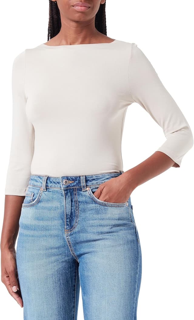 Detalle de VERO MODA maglietta elasticizzata da donna con manica 3/4 e scollo a barca