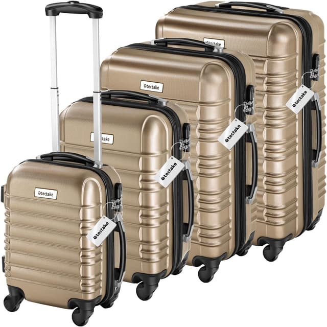 Imagen de tectake Juego de 4 Maletas Rígidas ABS champán en OfertitasTOP