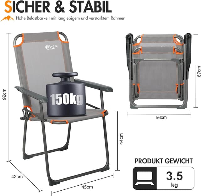 Detalle 2 de Campingstuhl mit hoher Rückenlehne 150 kg
