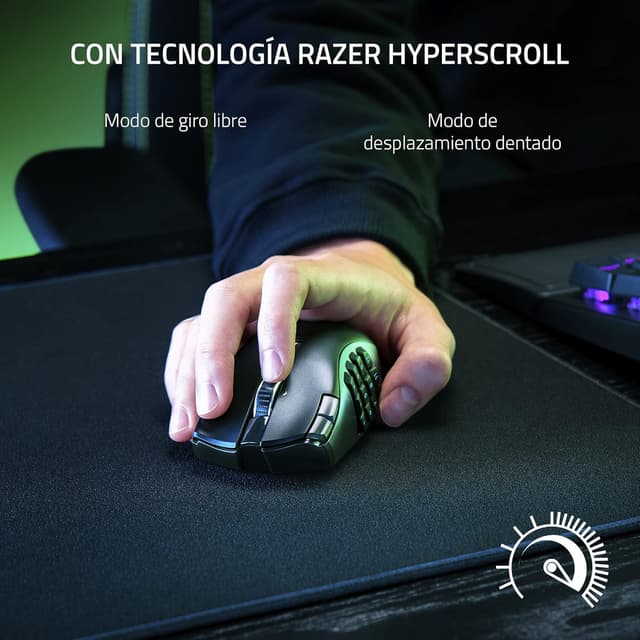 Detalle 2 de Razer Naga V2 HyperSpeed, ratón MMO ergonómico 250 h