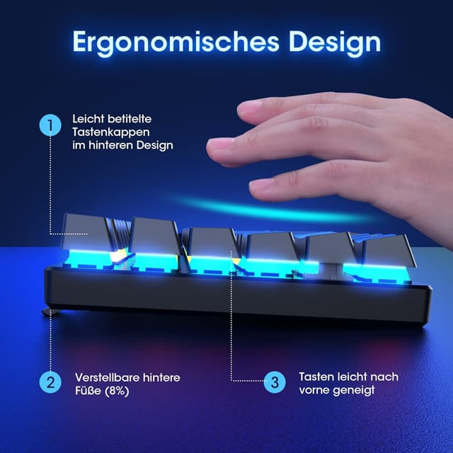Thumbnail 4 de RisoPhy Mechanische Gaming-Tastatur 104 Tasten