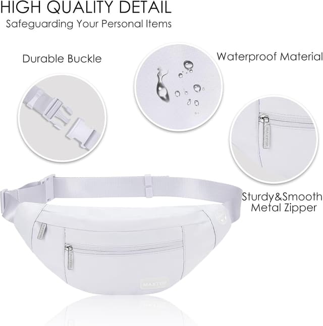 Detalle de MAXTOP bumbag waist fanny pack running belt with headphone jack and 3-zip pockets (adjustable)