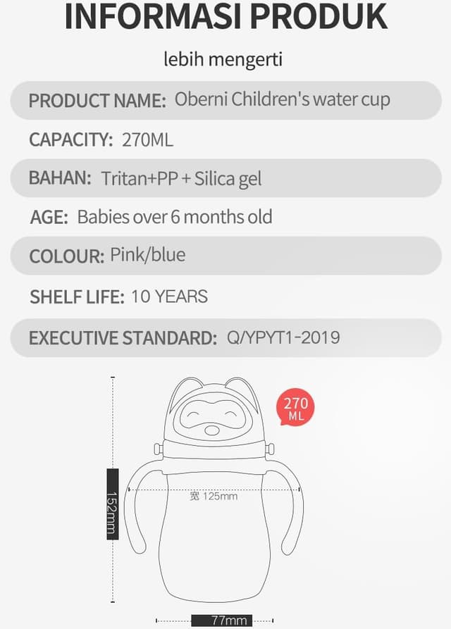Thumbnail 6 de Oberni Baby sippy cup 270ml water bottle
