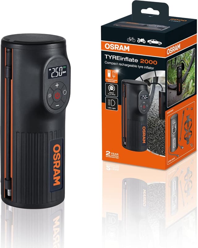 Detalle de OSRAM TYREinflate 2000 compresor portátil USB