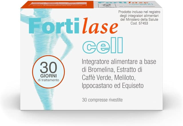 Detalle de Fortilase Cell – Integratore alimentare con bromelina, caffè verde, melitolo, ippocastano ed equiseto (30 compresse)