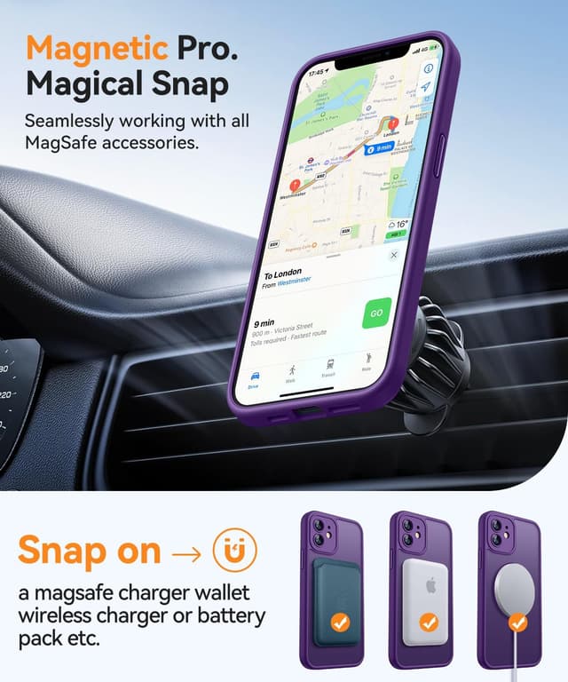 Detalle 2 de CANSHN Magnetic Case for iPhone 12 (6.1-inch) in Deep Purple with full camera protection (MagSafe compatible)